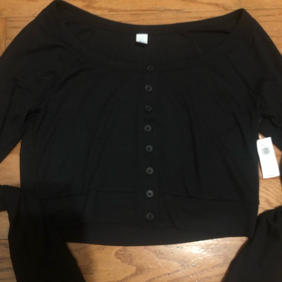 NWT Old Navy Black Ribbed Cardigan Lounge Wear Size Large Balletcore - Picture 2 of 5